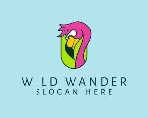 Wild Flamingo Bird  logo design