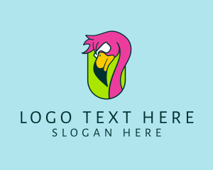 Wild Flamingo Bird  Logo