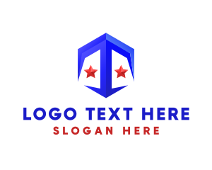 Initial - 3D Patriotic Letter T logo design