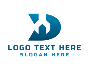 Initial - Blue Wrench Letter D logo design