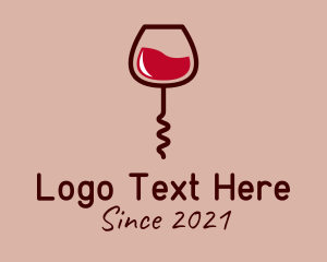 Wine - Wine Glass Corkscrew logo design