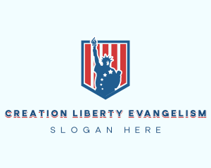 Liberty Statue Shield logo design