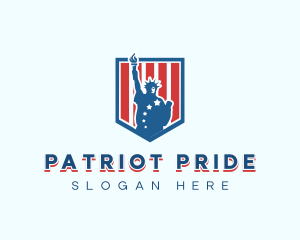 Liberty Statue Shield logo design