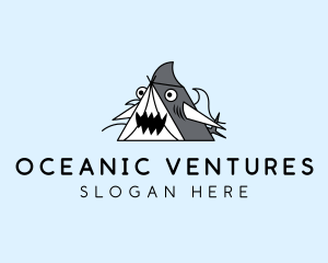 Cartoon Shark Tent logo design