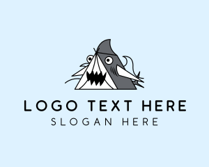 Wild Animal - Cartoon Shark Tent logo design