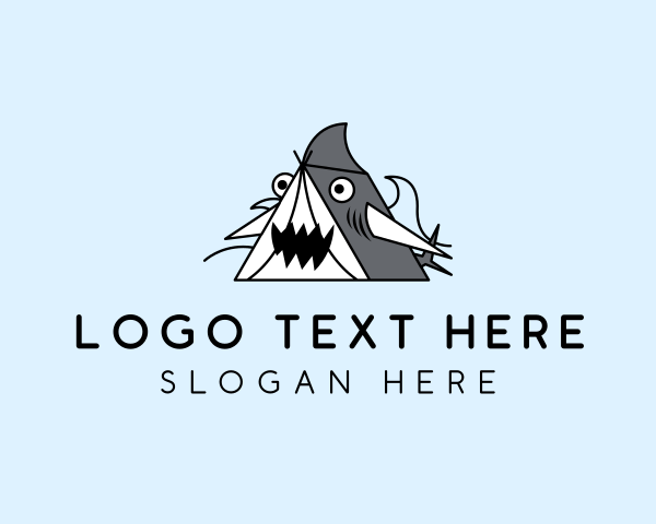 Ocean - Cartoon Shark Tent logo design