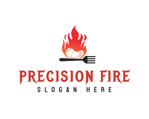 BBQ Steak Fire Flame logo design