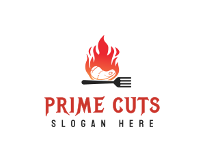 Steak - BBQ Steak Fire Flame logo design