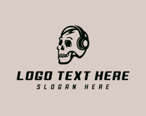 Skull - Headset Skull Podcasting logo design