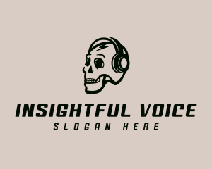 Headset Skull Podcasting logo design