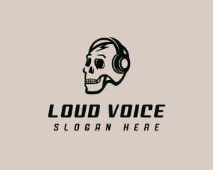 Headset Skull Podcasting logo design