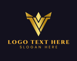 Crown - Luxury Gold Letter V logo design