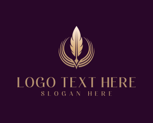 Writer - Author Feather Quill logo design