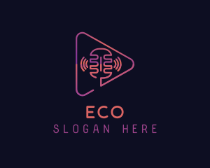 Streaming - Podcast Media Microphone logo design