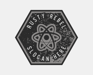 Grungy Atomic Science logo design