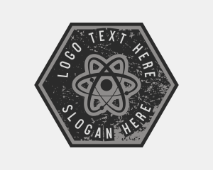 Atom - Grungy Atomic Science logo design
