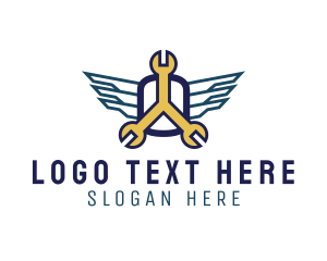 Winged Wrench Badge Logo