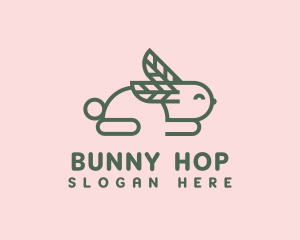 Bunny - Green Leaf Bunny logo design