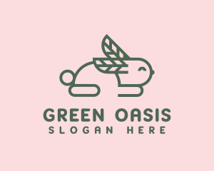 Green Leaf Bunny logo design