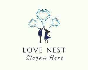 Couple - Couple Heart Fireworks logo design