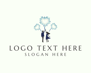 Fireworks - Couple Heart Fireworks logo design