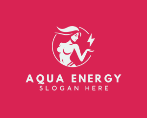 Energy Lightning Bolt Woman logo design