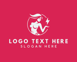 Human - Energy Lightning Bolt Woman logo design