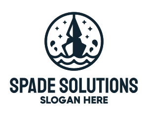 Spade Battleship Badge logo design