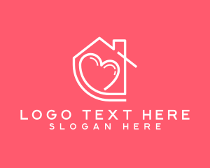 House - House Love Heart logo design