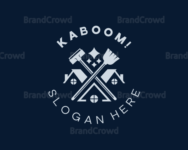 Broom Vacuum House Cleaning Logo