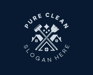 Broom Vacuum House Cleaning logo design