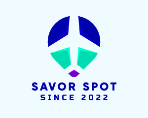 Airplane Travel Location Pin logo design