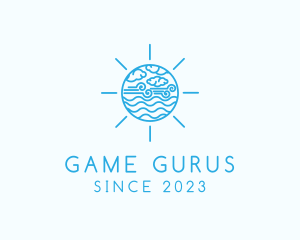 Water Park - Summer Sun Outline logo design