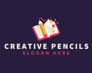 Book Pencil Kindergarten Learning logo design