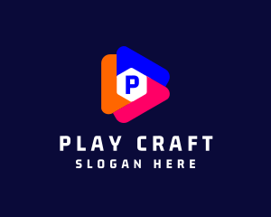 Cube Media Play Button logo design