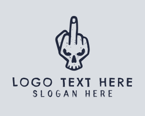 Hand Symbol - Middle Finger Punk Skull logo design