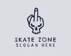 Skate - Middle Finger Punk Skull logo design