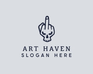 Middle Finger Punk Skull logo design