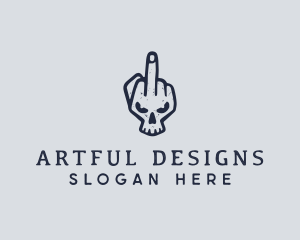 Middle Finger Punk Skull logo design