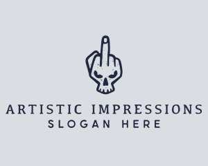 Middle Finger Punk Skull logo design