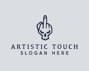 Middle Finger Punk Skull logo design