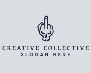 Middle Finger Punk Skull logo design