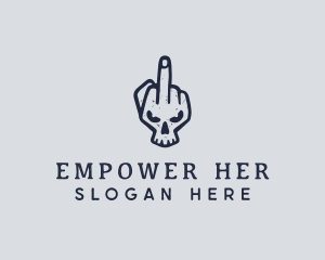 Middle Finger Punk Skull logo design