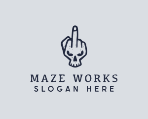 Middle Finger Punk Skull logo design