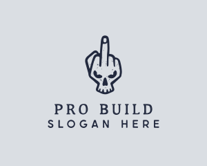 Middle Finger Punk Skull logo design