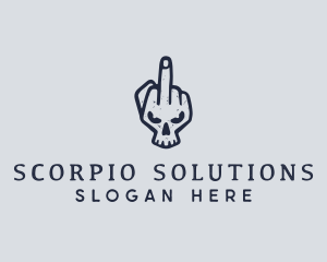 Middle Finger Punk Skull logo design