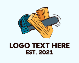 Crafting - Chainsaw Wood Cutter logo design