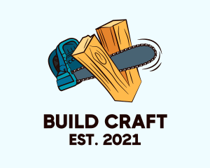 Construct - Chainsaw Wood Cutter logo design