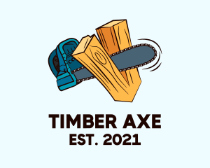 Chainsaw Wood Cutter  logo design