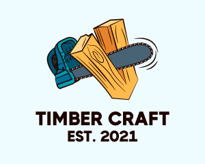 Chainsaw Wood Cutter  logo design